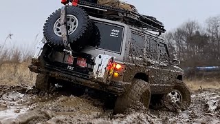 1/10 Scale Gmade GS02F & Axial SCX10 II Jeep Cherokee XJ Muddy & Mud Off-road Driving 4X4 RC Car