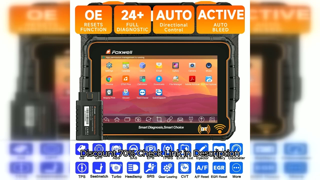 Foxwell GT60 OBD2 Automotivo Scanner 24+ Reset ABS SAS TPMS Reset ODB 2 OBD2 Scanner Bluetooth All S