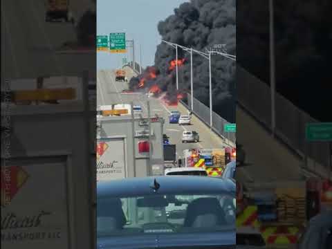 Tanker explodes on Connecticut bridge #shorts
