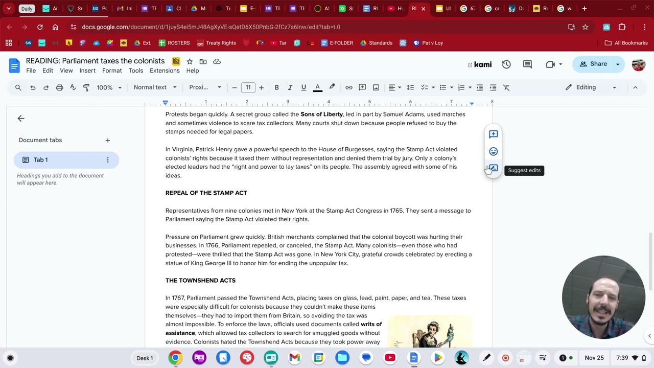 READ ALOUD Parliament taxes the colonies