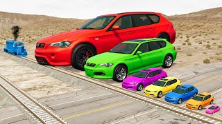 Small to Giant Cars vs Train and Rail - BeamNG.drive