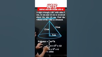 A right triangle ABC with sides 5 cm, 12 cm and 13 cm is revolved about the side 12 cm. Find the....
