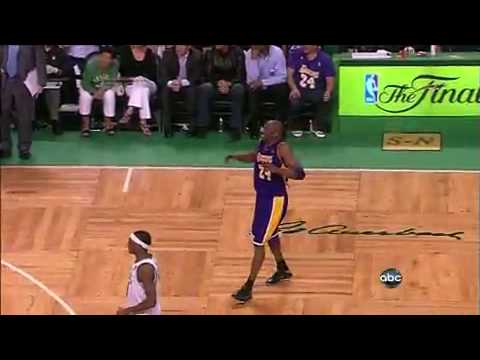 2010 NBA Finals- Lakers vs Celtics - Derek Fisher And 1 Layup Over Three Celtics Players