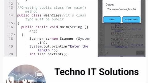 Area of Rectangle ||Method 10(with return value with argument and two class ,non static method)
