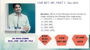 CSIR NET-JRF DEC 2015 GROUP THEORY | NUMBER THEORY | CHIENSE REMAINDER THEOREM | LINEAR CONGRUENCES
