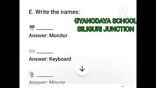 Work sheet on parts of computer KG
