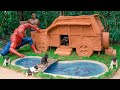 Build spiderman fish pond around mud dog house for red fish
