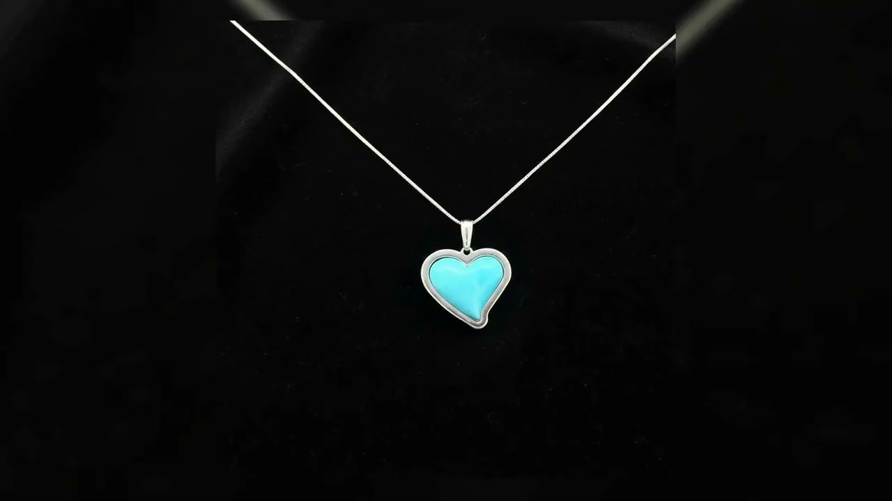 Sterling Silver Turquoise Heart Pendant Necklace