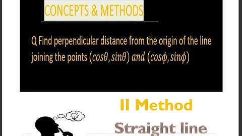 Q Find perpendicular distance from the origin of the line joining the points (cosθ,sinθ )...