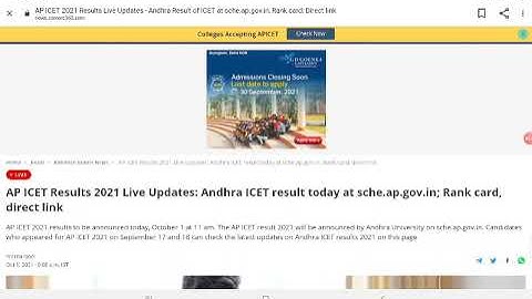 AP ICET 2021 RESULTS LATEST UPDATE..