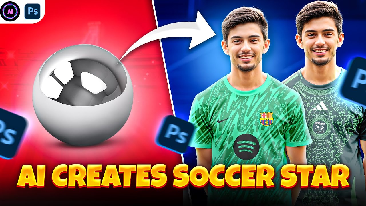 AI Built Him! Custom Soccer Jersey Mockup Unveiled! Photoshop + Ai