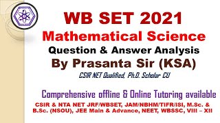 WB SET 2021 Question &amp; Answer Analysis | CSIR NET | WBSSC | NBHM | ODE, P.D.E. &amp; Numerical Analysis