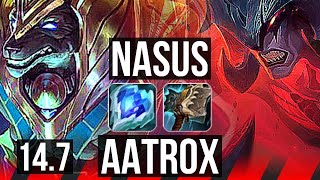 NASUS vs AATROX (TOP) | Quadra, 7 solo kills, 1400+ games, 36k DMG, Dominating | KR Master | 14.7