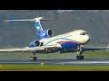 TUPOLEV TU-154 LANDING with OPEN REVERSERS before TOUCHDOWN + TU154 DEPARTURE (4K)