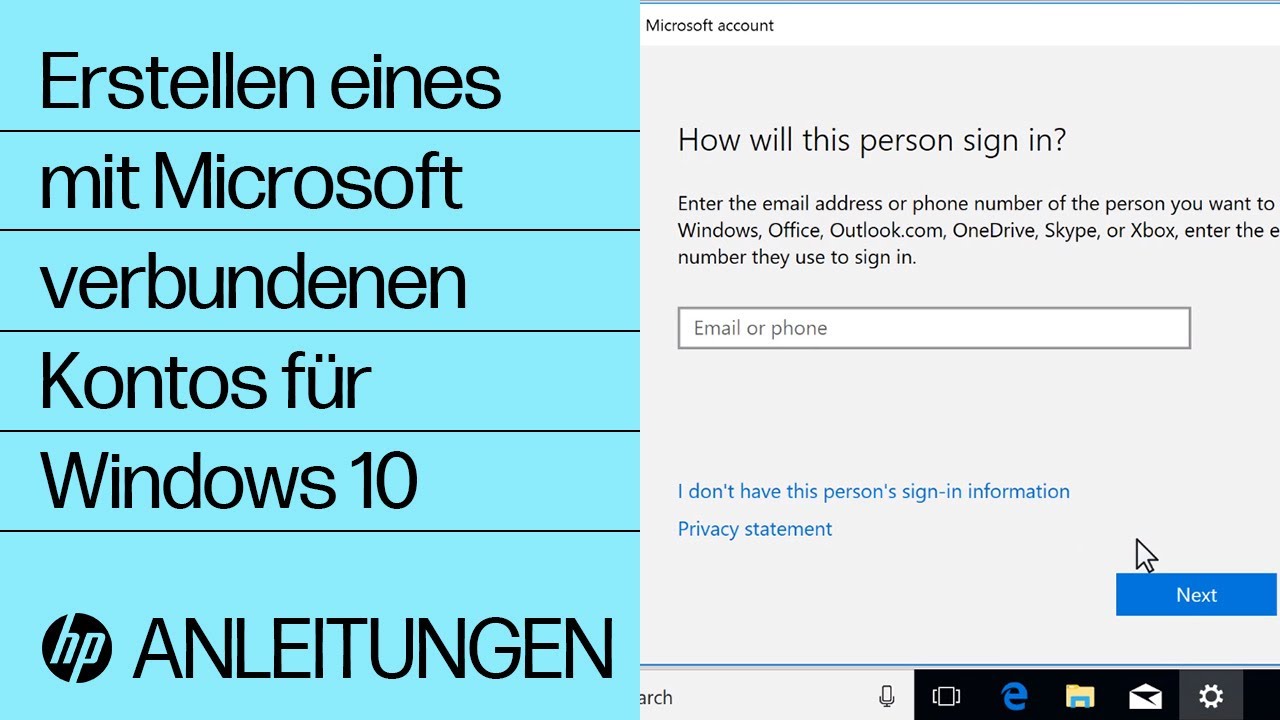 Erstellen eines mit Microsoft verbundenen Kontos für Windows 10
