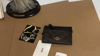 Coach signature mini skinny id wallet black brown
