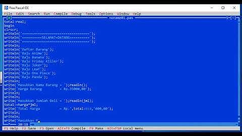 Program Pascal | Membuat Kasir Toko Baju