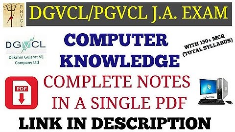 DGVCL/PGVCL COMPUTER KNOWLEDGE COMPLETE NOTES FOR VIDYUT SAHAYAK