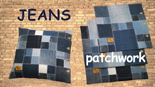 Denim pillows: patchwork for beginners. English subtitles (automatic)