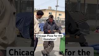 Homeless Man Tries Chicago Pizza for the First Time 🔥 #Kindness #StreetFood #Pizza #FoodShorts