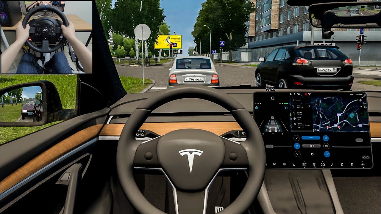 City Car Driving - Tesla Model Y [Steering wheel gameplay] 