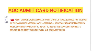 AOC Admit Card 2023 #aocrecruitment#fireman