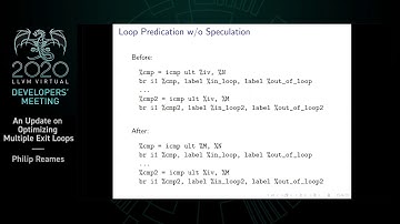 2020 LLVM Developers’ Meeting: P. Reames “An Update on Optimizing Multiple Exit Loops”