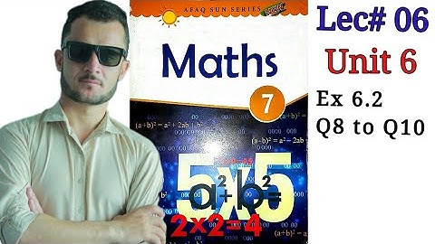 7th math Unit 6 ex 6.2 Q8,Q9,Q10 Afaq Sun Series