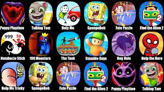 Poppy Playtime 3,Find the Alien 2,Talking Tom Gold Run,Help Me Tricky Story,SpongeBob Krusty Cook