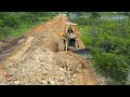 Great Extreme Komatsu Bulldozer Expertise Removing Gravel Building New Road - Excavator Dump Truck