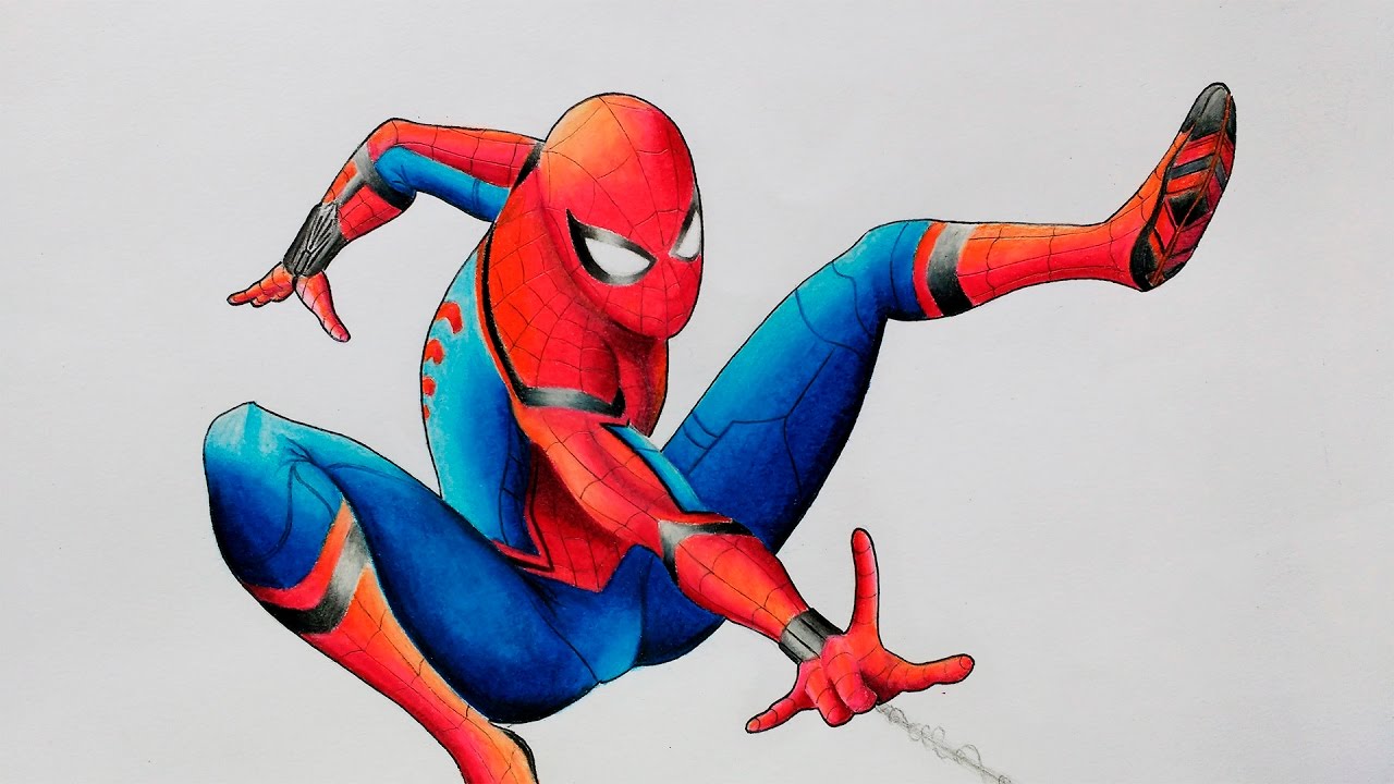 HOW TO DRAW SPIDER-MAN / Spider-Man Homecoming Speed Drawing [Julio Silva]  - YouTube