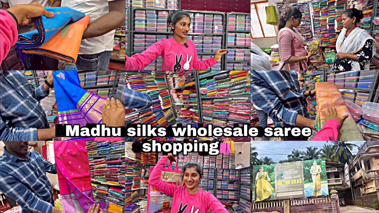 Saree shopping🛍️madhu silksd wholesaleg saree/dada undu special?/madimeg mulpa shopping malpoli🥰