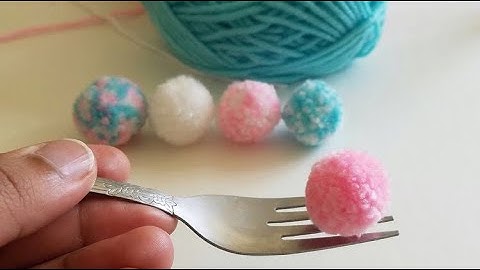 How to make pom poms with fork||making mini pom poms||diy pom poms