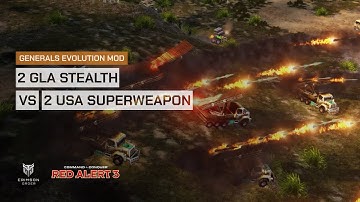 Red Alert 3 [Generals Evolution Mod] - 2 GLA Stealth vs 2 USA Superweapon Brutal AI