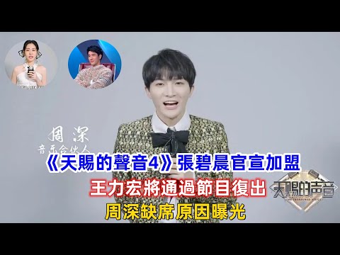 《天賜的聲音4》張碧晨官宣加盟，王力宏將通過節目復出，周深缺席原因曝光！