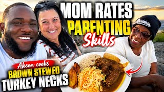 My Mother-in-Law Rates My Parenting 😳 | Akeen Cooks Brown Stew Turkey Necks  🇯🇲🇨🇦