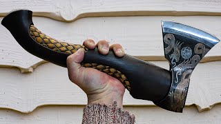 Handle for an exclusive axe. How to make a wood carved ax handle