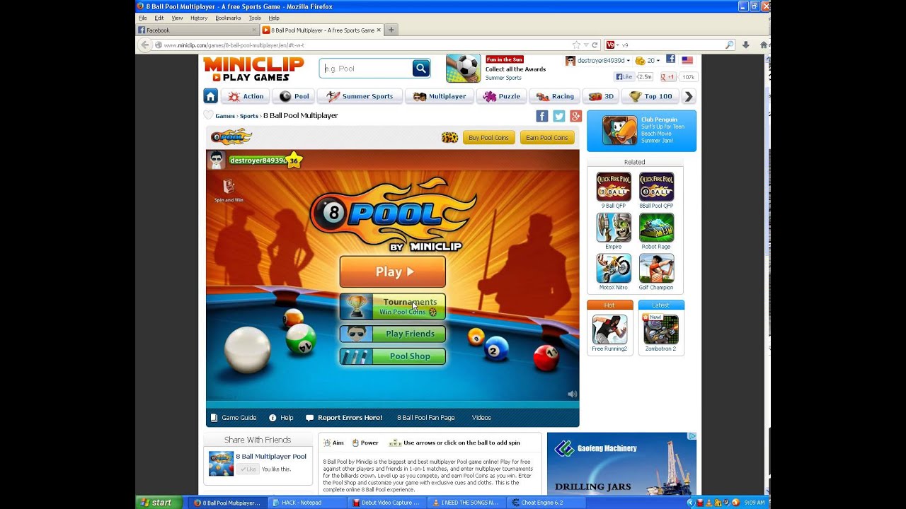 TRY IT...8 BALL POOL INSANE CUE HACK [25/8/13] - YouTube