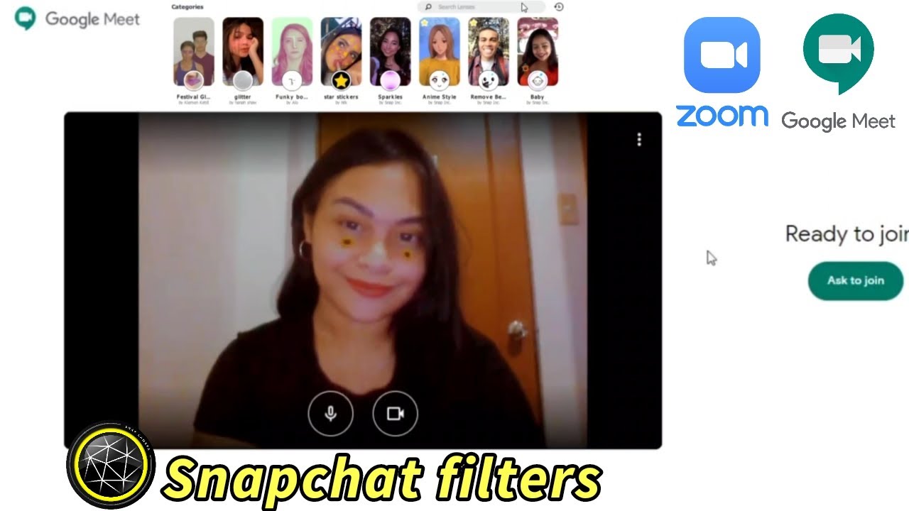 Snapchat filter for google meet