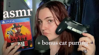 ASMR fast tapping + rambling about games (sticky sounds, mouth + hand sounds + BONUS CAT PURRING)