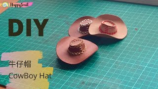 How To Make A Mini Leather Cowboy Hat Using Scraps Leather, Handsew Leather Hat.