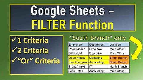 Google Sheets Filter Function