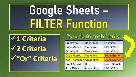 Google Sheets Filter Function