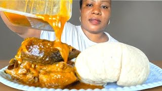 Nigeria food ASMR mukbang/ ogbono soup and fufu