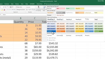 Apply styles in Excel