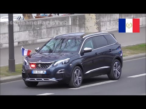 motorcade of the French President with a Peugeot 5008