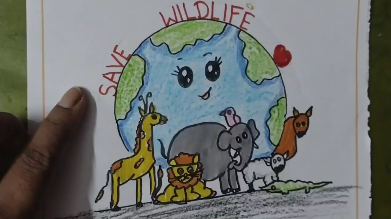 World Wildlife Day Drawing /Wildlife Day Drawing Easy /How To Draw Wildlife Day/Save Animals Drawing