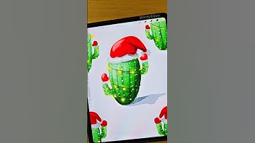 Santa Cactus 🌵🎅 Watercolor in Procreate #shorts #art #watercolor #digitalart