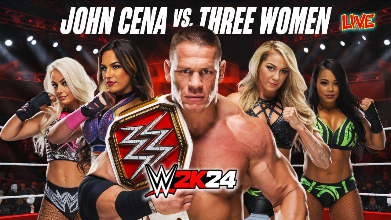 WWE 2K24 Live John Cena Vs Bayley ,Bianca ,Fallon Team 1 vs 3 # ...