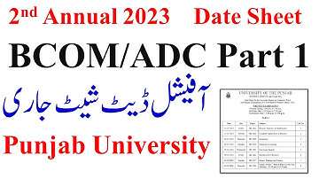 BCOM/ADC Part 1 Official Date Sheet 2nd Annual 2023/Supply Punjab University